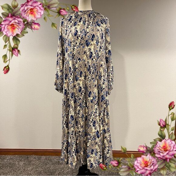 A New Day Floral turtle neck a-line Maxi Dress with long sleeves - Picture 1 of 11